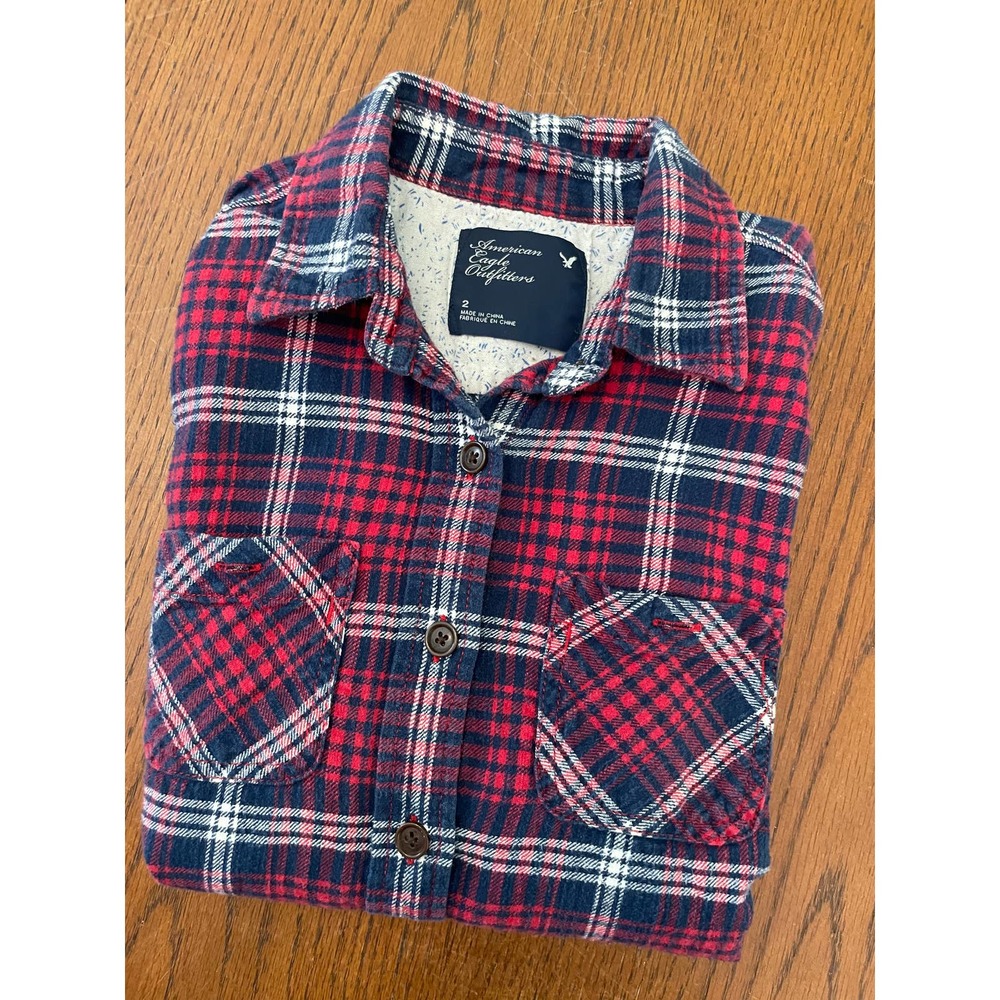 American Eagle Flannel Button Down Size 2 - image 8